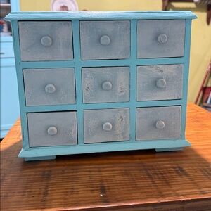 Blue and White apothecary Jewerly Storage Organizer box chest cabinet